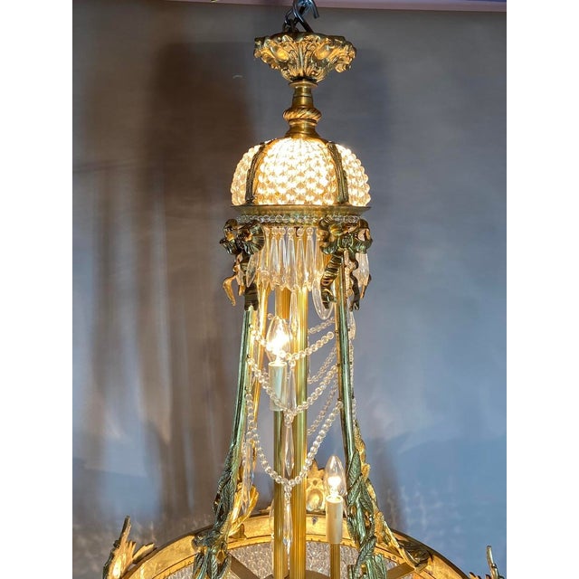 1860s French Empire Gold Bronze Crystal Chandelier For Sale - Image 4 of 18