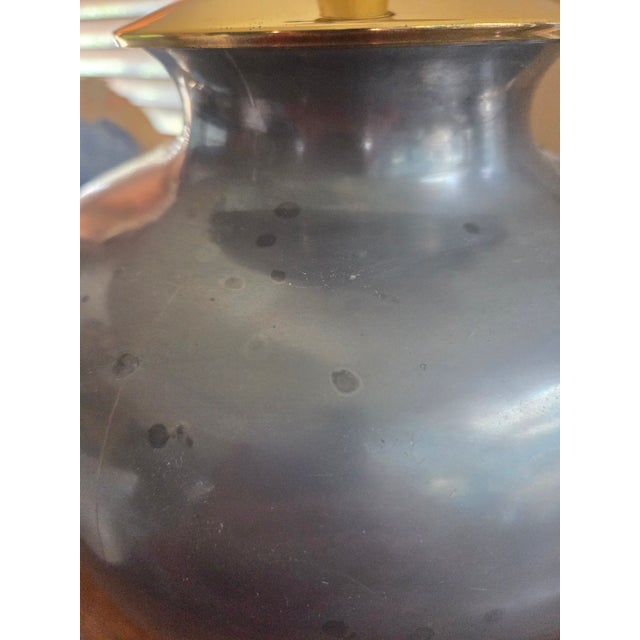 Vintage Pewter, Copper & Brass Asian Chinoiserie Ginger Jar Table Lamp For Sale In Indianapolis - Image 6 of 12
