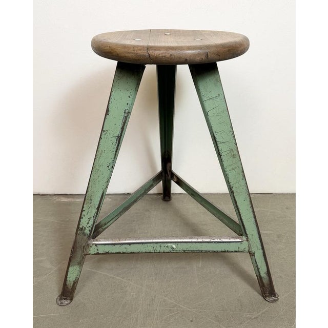 Industrial Green Workshop Stool, 1960s For Sale - Image 13 of 17