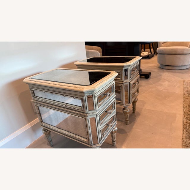 Glass 1990s Dresden Mirrored Side Table and Nightstand, A Pair For Sale - Image 7 of 9