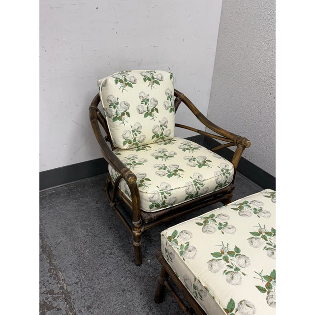 John and Elinor McGuire McGuire Furniture Bamboo Chair + Ottoman, Circa 1970s For Sale - Image 4 of 12