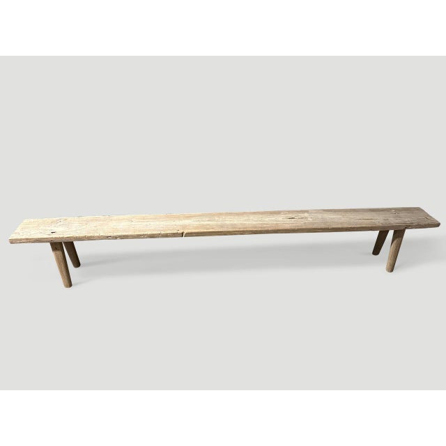 Andrianna Shamaris Impressive Long Teak Wood Bench For Sale - Image 4 of 6