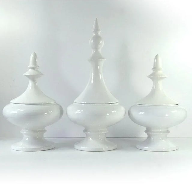 Large French Ceramic Covered Jars, Set of 3 For Sale - Image 7 of 9
