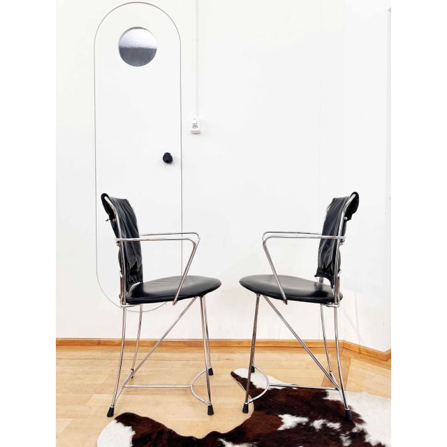 Antonio Citterio Eridiana Leather + Metal Chairs, Xilitalia, Italy, 1980s, Set 6 For Sale - Image 10 of 12