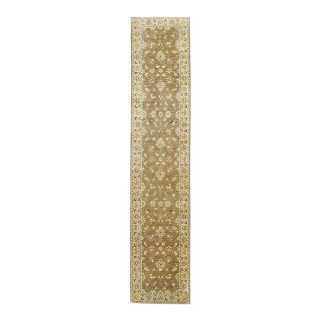 Standard Size Brown Hand-Knotted Wool Floral Tapestry Traditional Carpet Rug For Sale