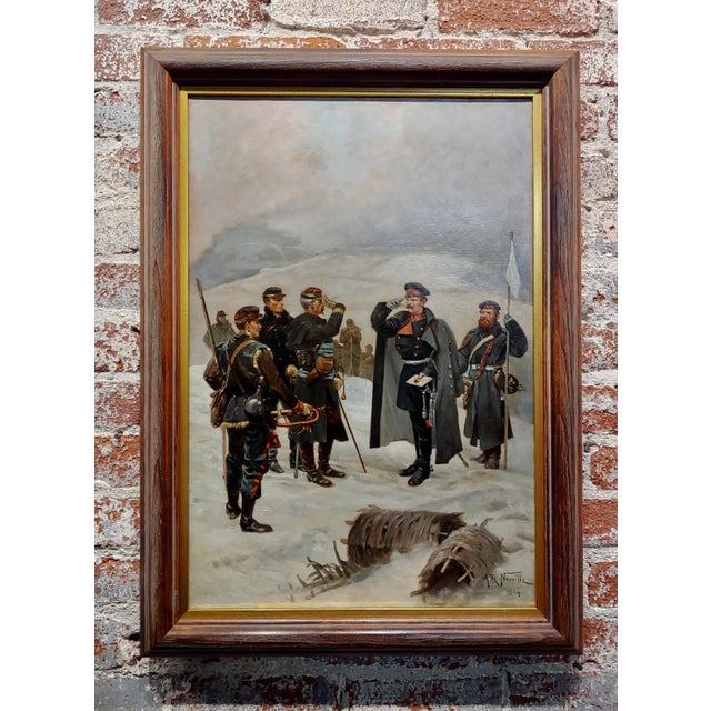 Alphonse De Neuville -French & Prussian Army Saluting-Oil Painting For Sale - Image 9 of 9