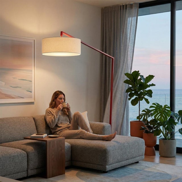 The Stretch Arc Lamp is a modern lighting masterpiece designed by Kirby Groce in 2011. Its sweeping arc silhouette...