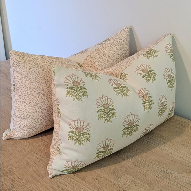 Not Yet Made - Made To Order Anna French Millford Lumbar Pillows in Pink & Green For Sale - Image 5 of 8