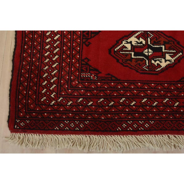 Turkmen Runner 2’9” X 9’3” Red Wool Vintage Tribal Hand-Knotted Oriental Rug For Sale - Image 9 of 12
