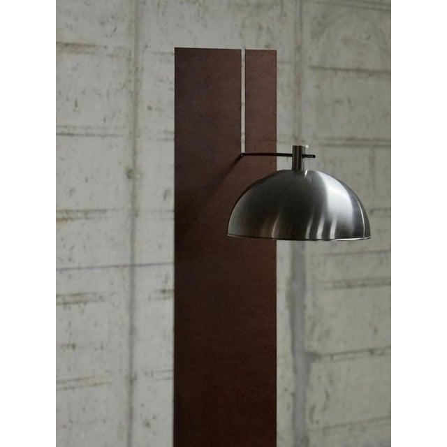 Metal Equo X Floor Lamp in Bent Iron with Stainless Steel and Travertine by D´ARK Atelier For Sale - Image 7 of 18