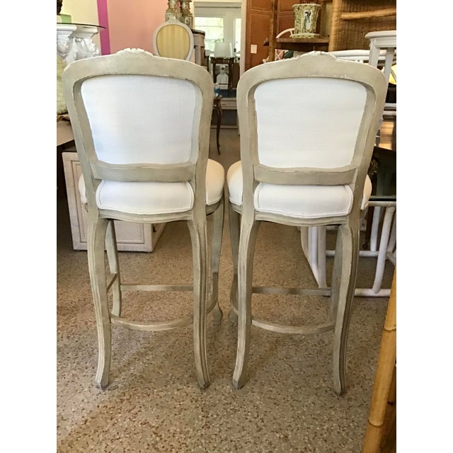French Counter Stools in Original Frame and New Todd Hase Upholstery
