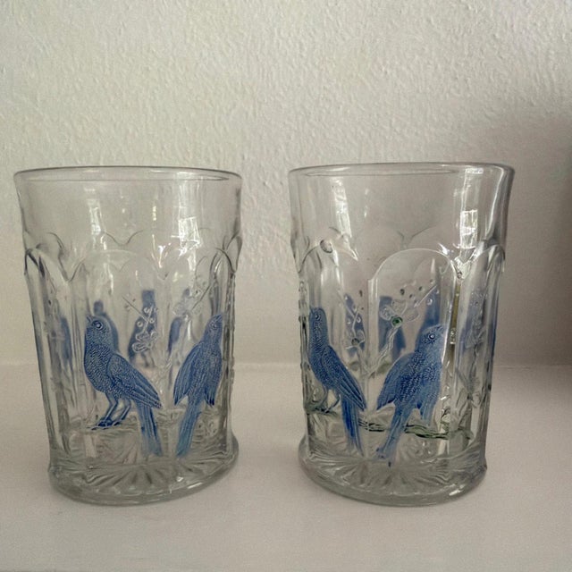 Early 20th Century Hand Painted Water / Wine Pitcher & 4 Matching Glasses For Sale - Image 4 of 4