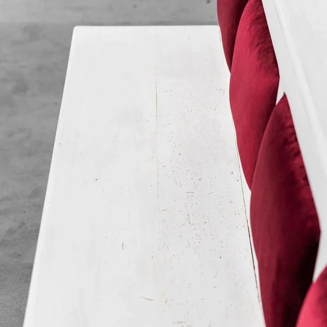 1950s 4-Seater Bench in Wood and Velvet, 1950s For Sale - Image 5 of 12