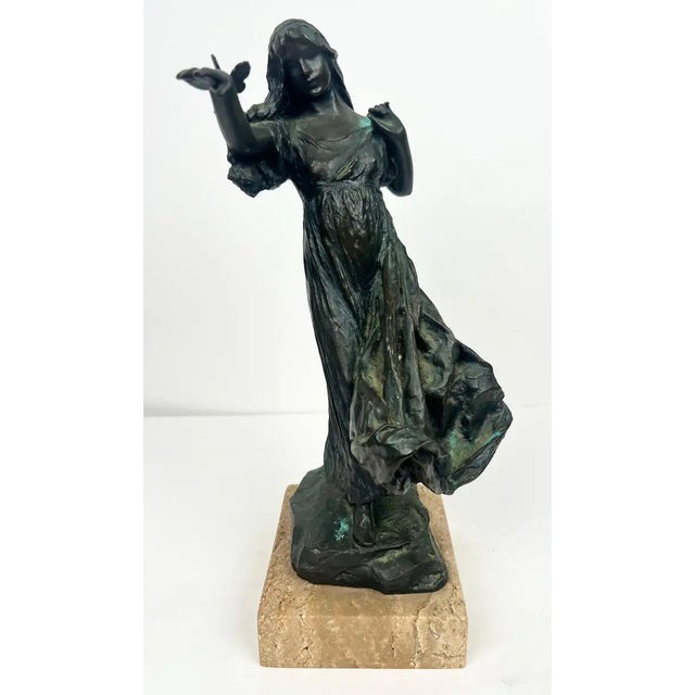 Bessie Potter Vonnoh (American, 1872–1955) Butterflies Bronze with brown and green patina on stone base Signed in the cast...