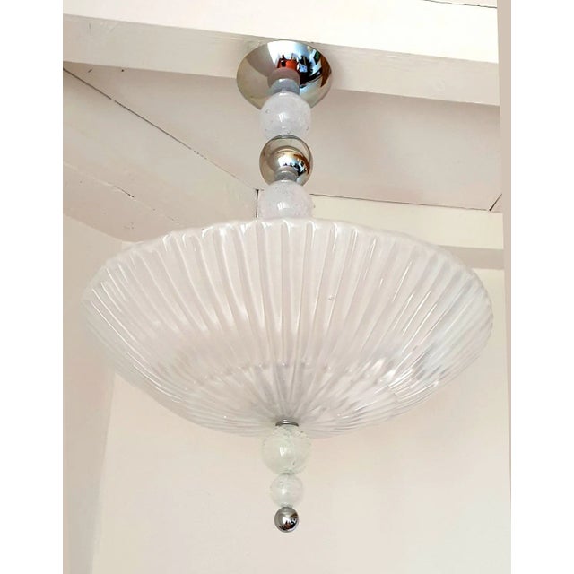 Mid-Century Modern Murano Glass and Chrome Chandelier, Italy 1970s For Sale - Image 3 of 8