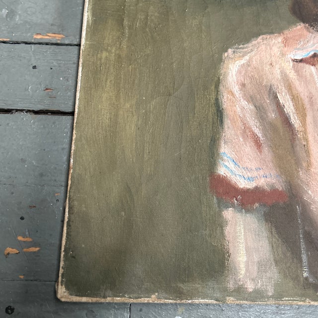 1940’s Ashcan School American Social Realism Female Portrait Painting on Canvas For Sale - Image 4 of 5