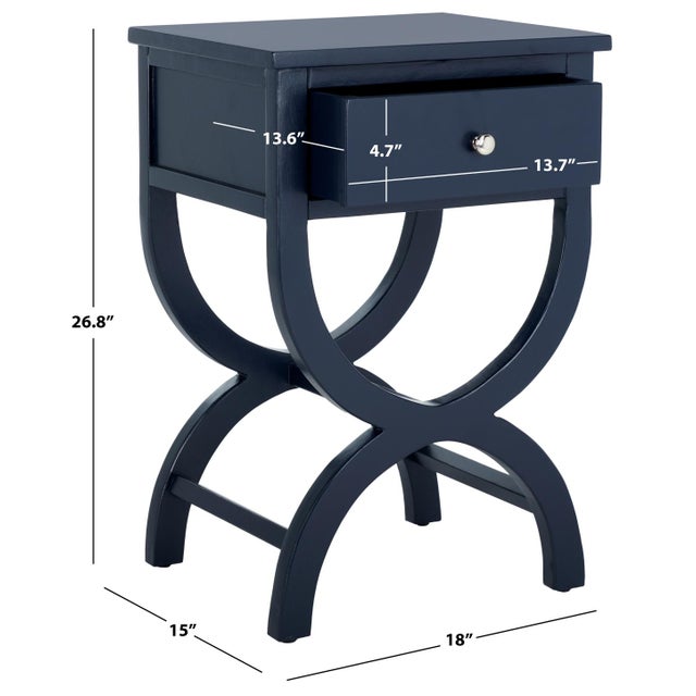 Contemporary Maxine Accent Table with Storage Drawer in Navy For Sale - Image 3 of 10
