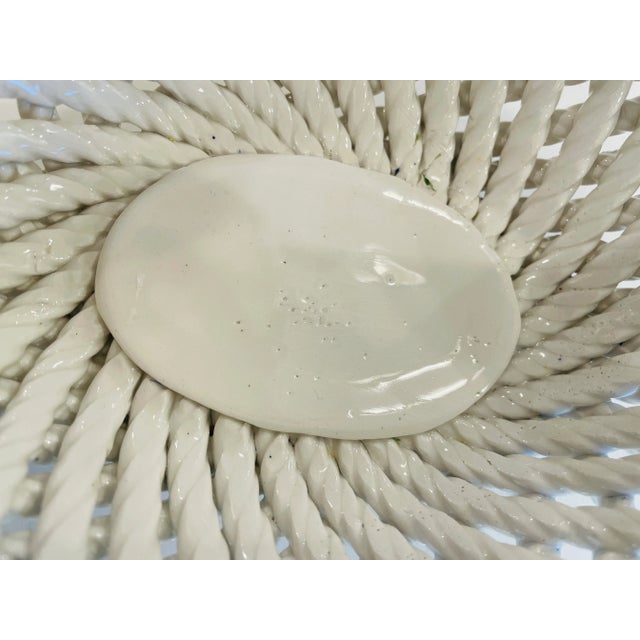 Majolica Basket - Italian Ceramic White Woven Pottery Basket For Sale - Image 10 of 12