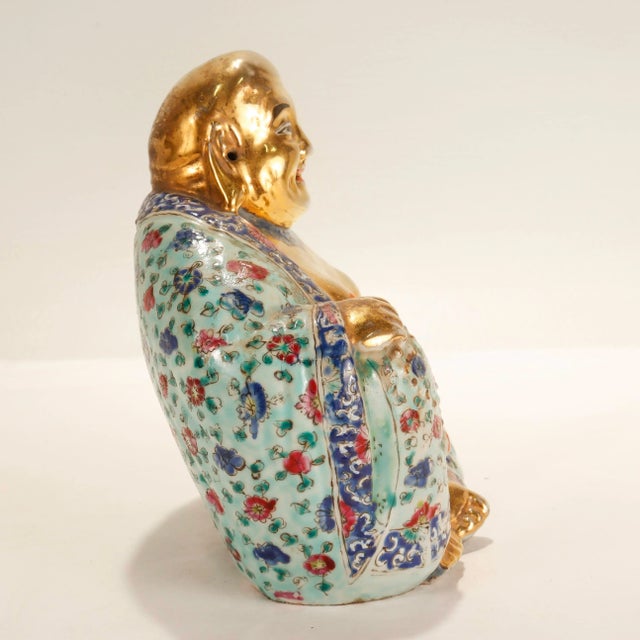Vintage Gilt Famille Verte Chinese Porcelain Seated Buddha/Luohan Ex-Lorin Marsh For Sale In Philadelphia - Image 6 of 14
