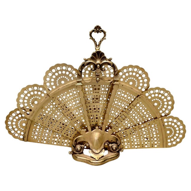 French Folding Brass Fire Screen, 1930 For Sale - Image 6 of 6