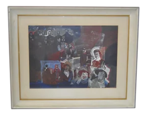 Thomas Sparacino "Family" Mixed Media Painting C.1970s
