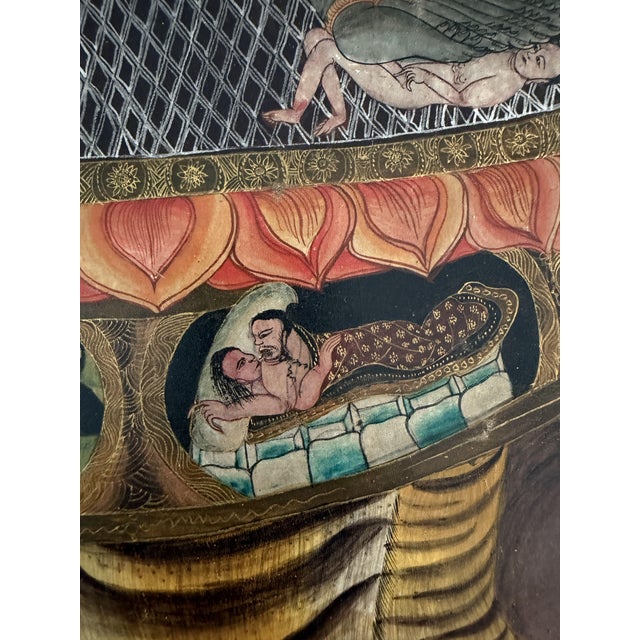 Unknown, Thangka Bhavachakra Wheel of Life Yama and Samsara, 1920s, Oil on Canvas For Sale - Image 6 of 10