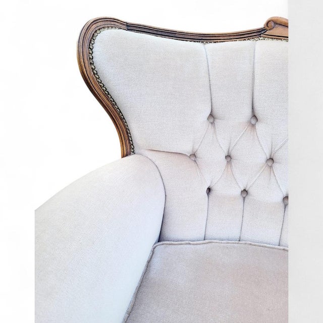 Louis XVI French Château Living Room Set in Upholstered Hand-Carved Walnut, Mid-19th Century, Set of 3 For Sale - Image 6 of 18