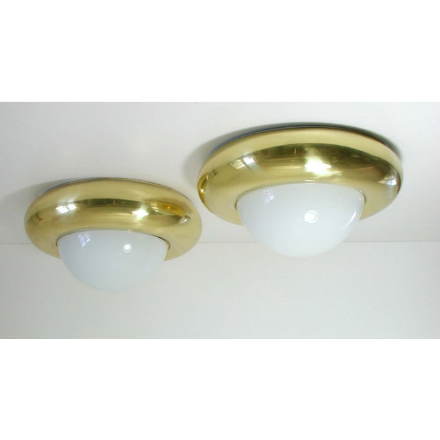 Mid-Century Modern Italian Brass and Glass Flush Mount from Valenti Luce For Sale - Image 5 of 11