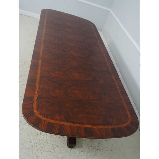 Henredon Mahogany Double Pedestal Inlaid Dining Table For Sale - Image 12 of 18