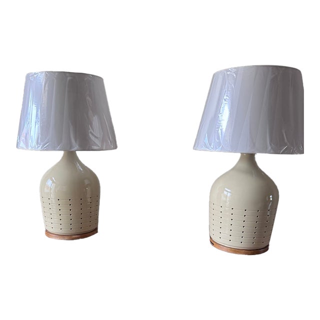 Pair of Ralph Lauren Halifax Small Table Lamps - Coconut Finish (New in Box) For Sale