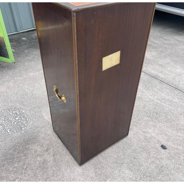 Brown Italian Campaign Style Brass Accent Inlay Lingerie Chest Dresser Chest Drawers For Sale - Image 8 of 12