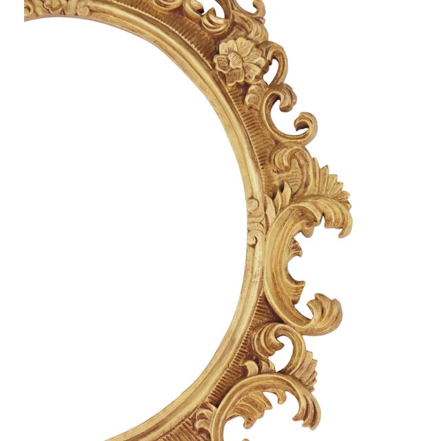 A Vintage Rococo-Style Gold Oval Wall Mirror For Sale - Image 9 of 11