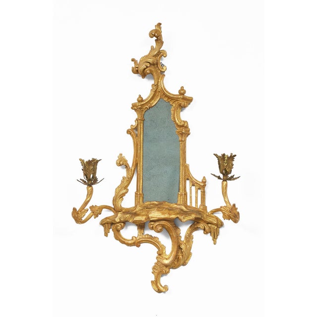 Rococo Late 18th Century Pair George II Rococo Mirrored Wall Sconces For Sale - Image 3 of 7