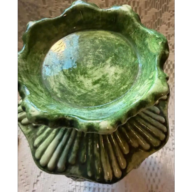 1950s Vintage Candle Holders: 2 Large Green Majolica Stands, 2 Dansk Silverplated, 2 Jeanette, & 2 Mini Flower Vases With Vintage Marbles For Sale - Image 5 of 11