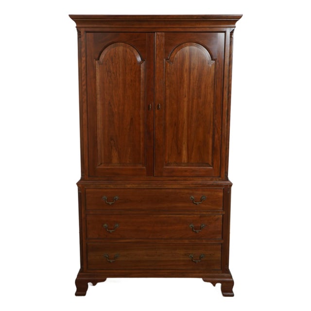1990s Stickley Cherry 2 Door Tv Armoire Cabinet For Sale