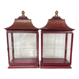 1970s Pair of Vintage Italian Tole Pagoda Display Case