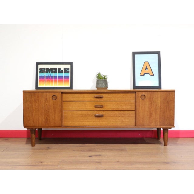Wood Mid Century Modern Vintage Teak Credenza Sideboard in the Style of Avalon Danish Style For Sale - Image 7 of 15