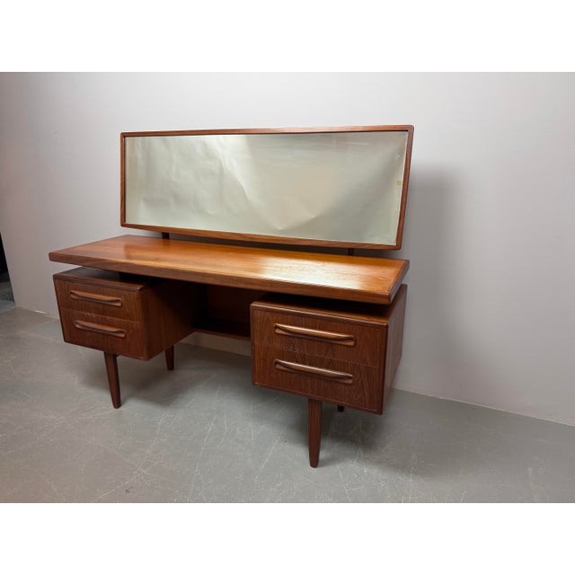 Brown Mid-Century Teak Fresco Dressing Table with Cabinet and Wide Floating Mirror from G Plan, England, 1960s For Sale - Image 8 of 9