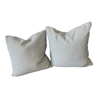 Dreamy Turquoise Tweed 22" Custom Made Pillows W/Down Insert-Pair For Sale