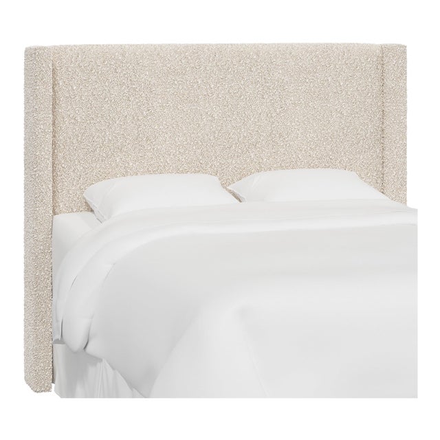 Red from Scalamandre crafted by Cloth & Company King Hudson Headboard in Plush Boucle Ivory For Sale