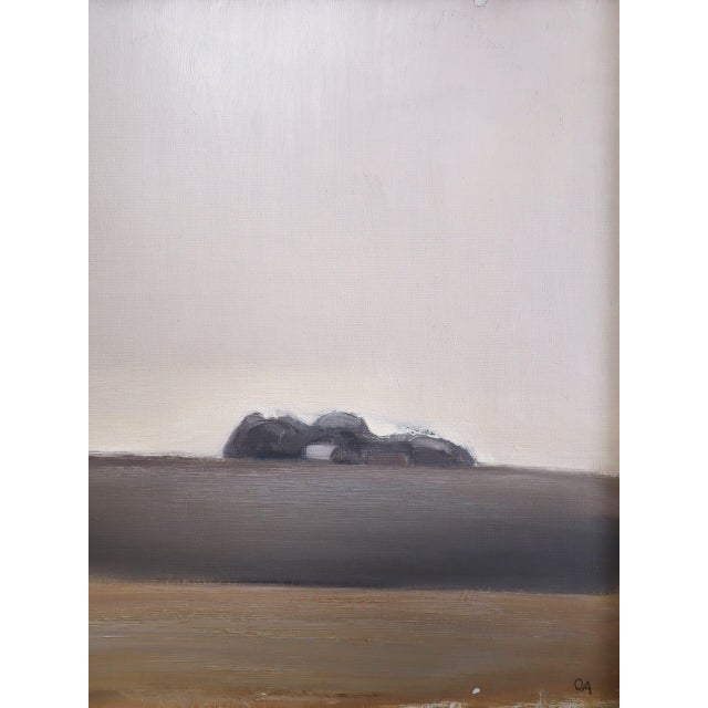 Mid-Century Modern 'Distant Trees' Vintage Original Swedish Abstract Landscape Oil Painting, Framed For Sale - Image 10 of 13