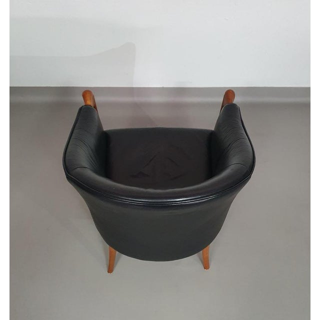 Wood Armchairs in Walnut and Leather, Italy, 1980s, Set of 2 For Sale - Image 7 of 18