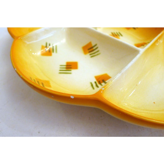 Modernist Bauhaus Earthenware Appetizer Dish with Graphic Decor, Germany, 1930s For Sale - Image 11 of 12