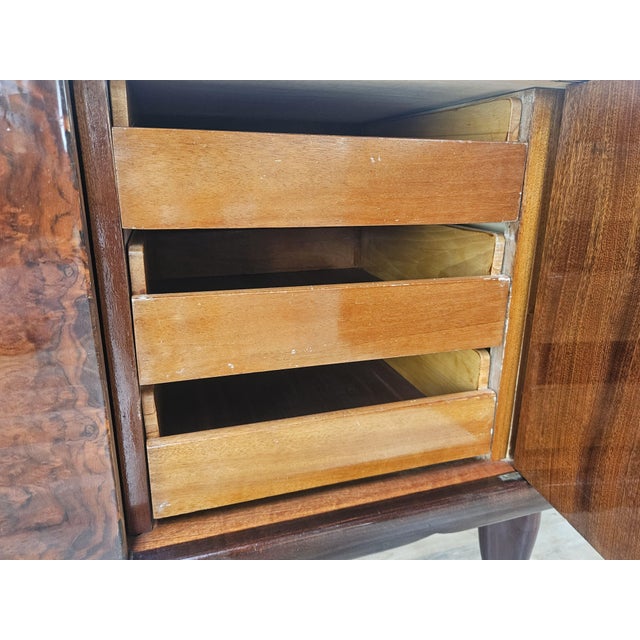 Mid-Century Mahogany Sideboard with Teal Glass and Compartments with Drawers, 1950s For Sale - Image 15 of 18