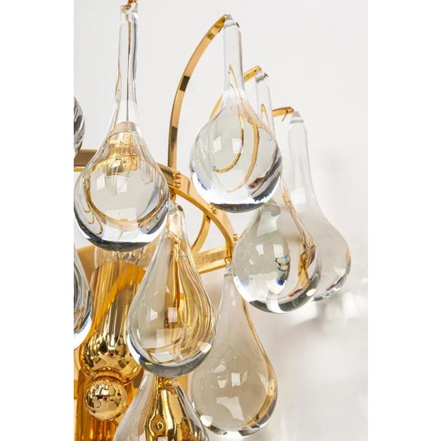 1970s Large Golden Gilded Brass & Crystal Sconces by C.Palme, Germany, 1970s, Set of 2 For Sale - Image 5 of 10
