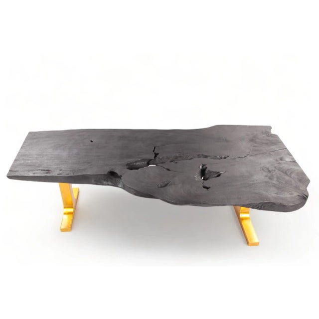 Contemporary 98" Inch Black Living Edge Desk or Dining Table - 2 For Sale - Image 3 of 10