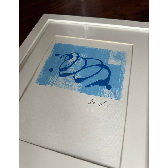 2020s Erin Simon Original "Imperfection (In Blue)" Abstract Painting on Paper, Signed and Framed For Sale - Image 5 of 5