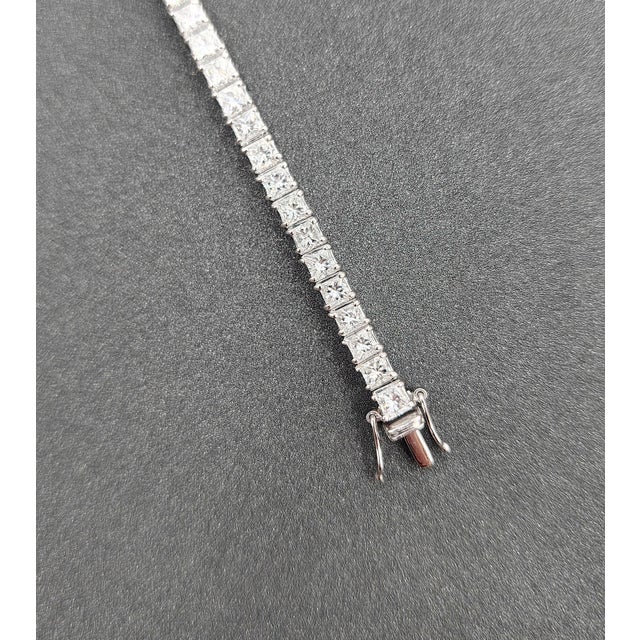 6.24 Ct Princess Cut Diamond Tennis Bracelet For Sale In Chicago - Image 6 of 8