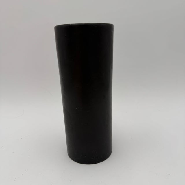 Ceramic Vintage Hyalyn 314 Matte Black MCM Cylinder Vase For Sale - Image 7 of 7
