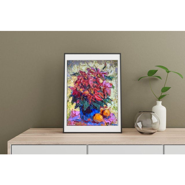 Impressionist Oil Painting Christmas Flower Oksana Ivanyuk For Sale - Image 3 of 4